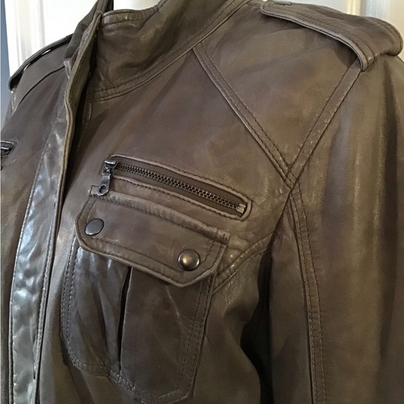 Danier Leather Coat Taupe Zipper and Snap Closure - Picture 4 of 10